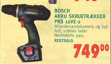 Bosch Akku skruetrækker PRS 12VE-2, med undervandskamera og kuffert
